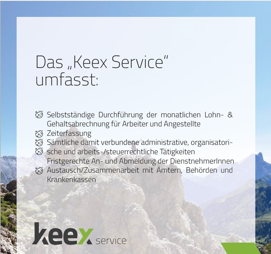 Seite 7 des Folders von Keex Service - Lohnverrechnung und Büroservice